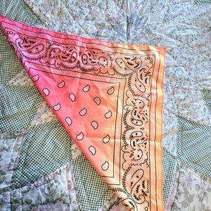 Gradient Bandana Scarf - Pink to Peach Paisley